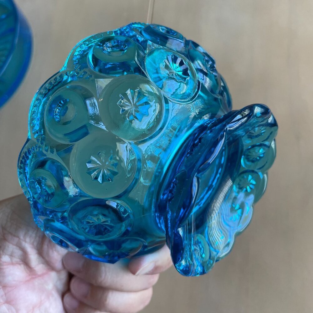 Vintage Rare Mid-Century Blue Glass Dishes Bowls Set - Picture 11 of 16